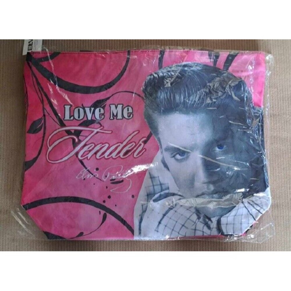 New Pink Love Me Tender Elvis Presley Tote Bag Large Shoulder Shopping Gift King - Picture 2 of 4
